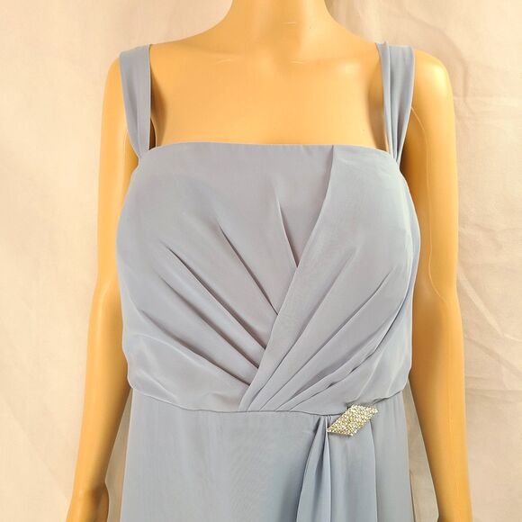 New Mother of the Bride  (16W ) Dusty Blue Chiffon Sleeveless Ruched  Dress - Picture 3 of 10
